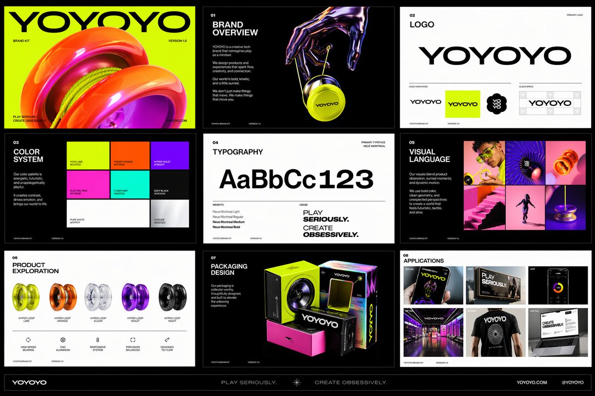 Create a polished multi-page (multiple images) brand kit for a company called [Y