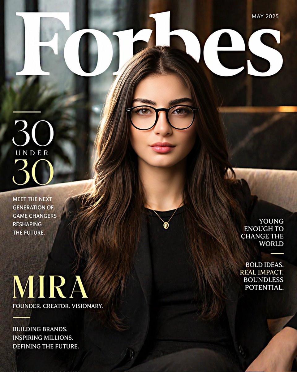 Create a hyper-realistic Forbes “30 Under 30” magazine-style portrait of the sam