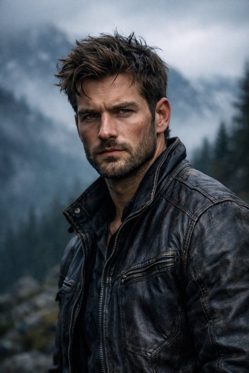 {
  "render_goal": "Create a hyper-realistic, cinematic portrait with a rugged…