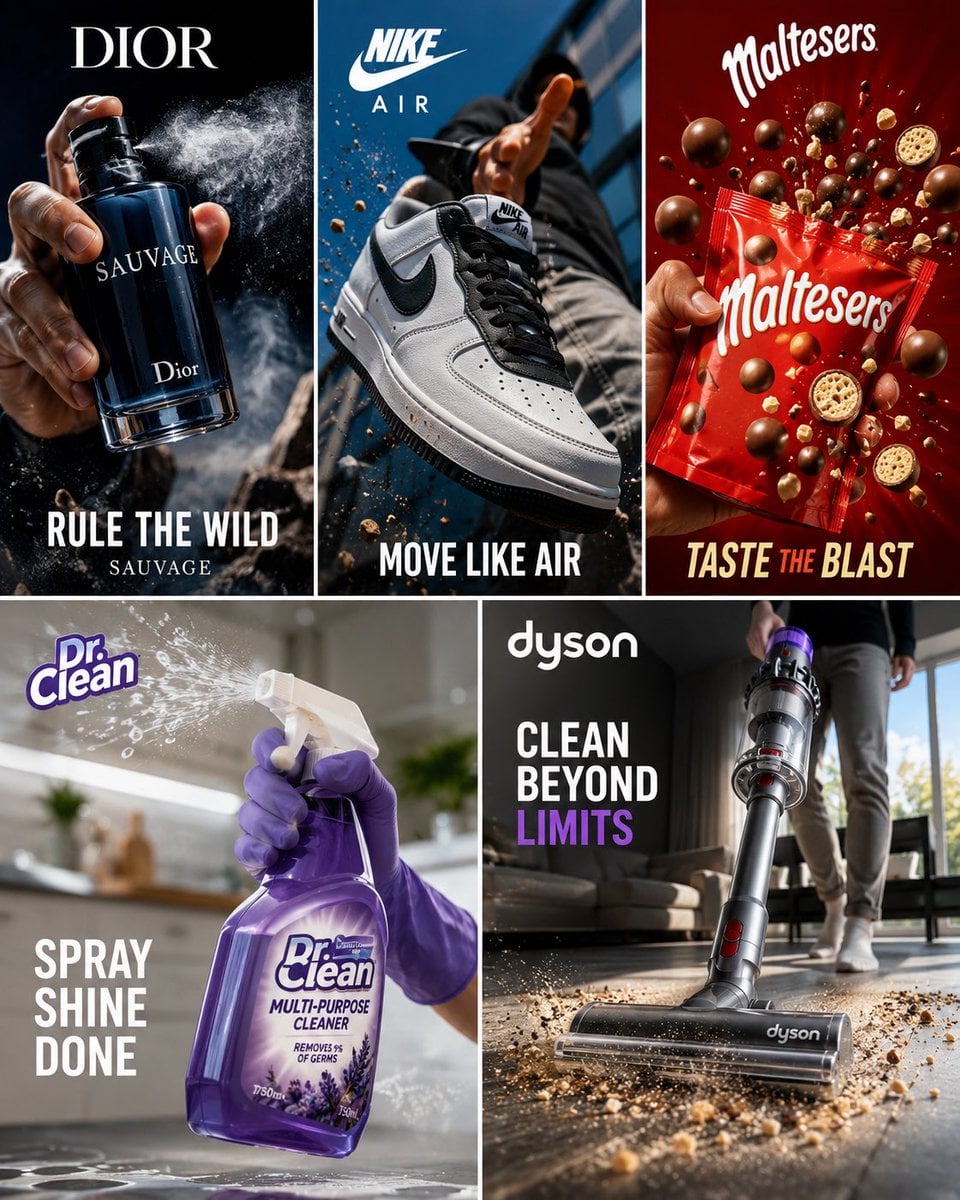 Create a premium UGC-style advertising poster for [Product] by [Brand]. Use the…