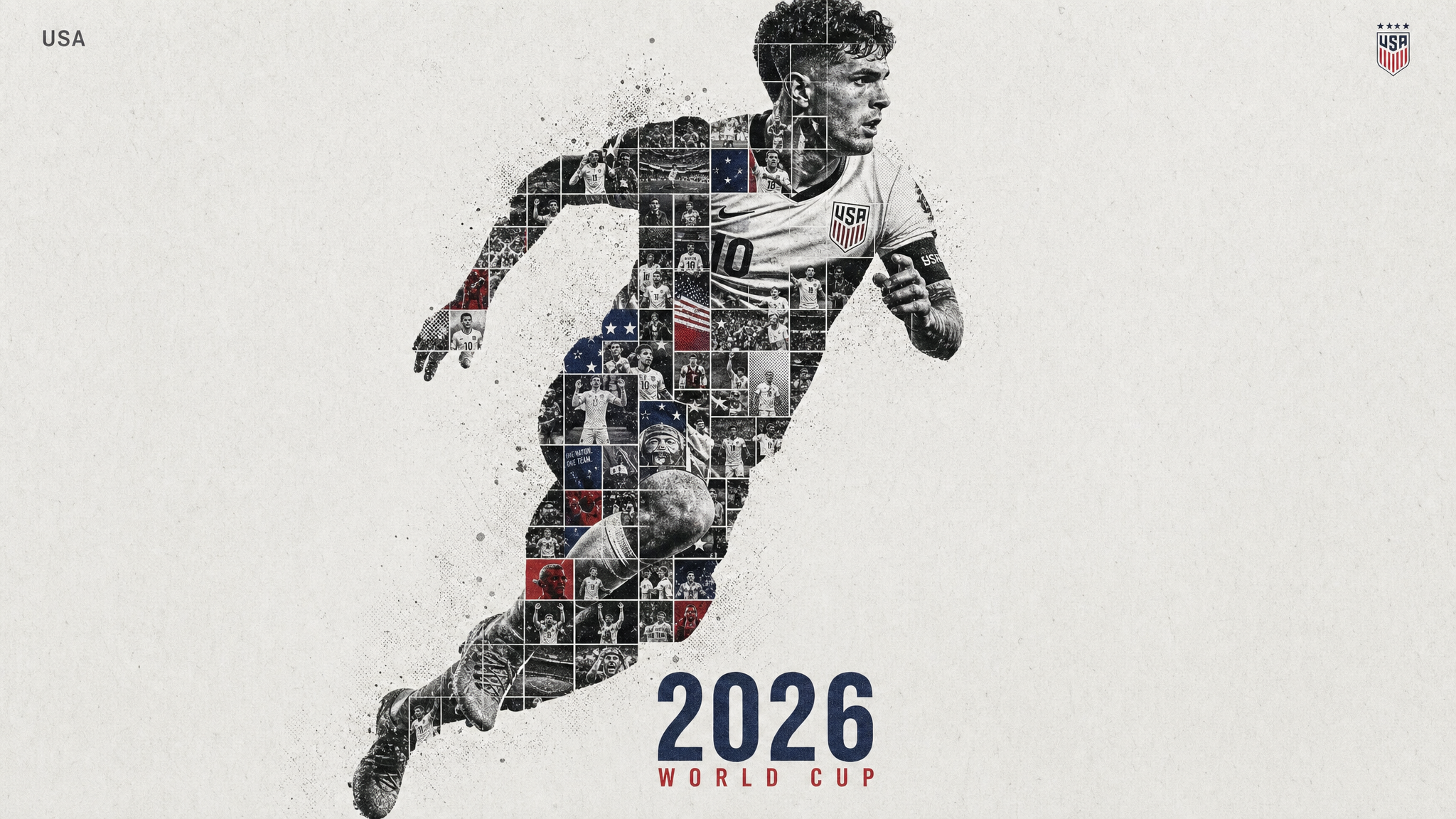 USA National Team – 2026 World Cup Tribute Poster. Act as a high-end sports grap