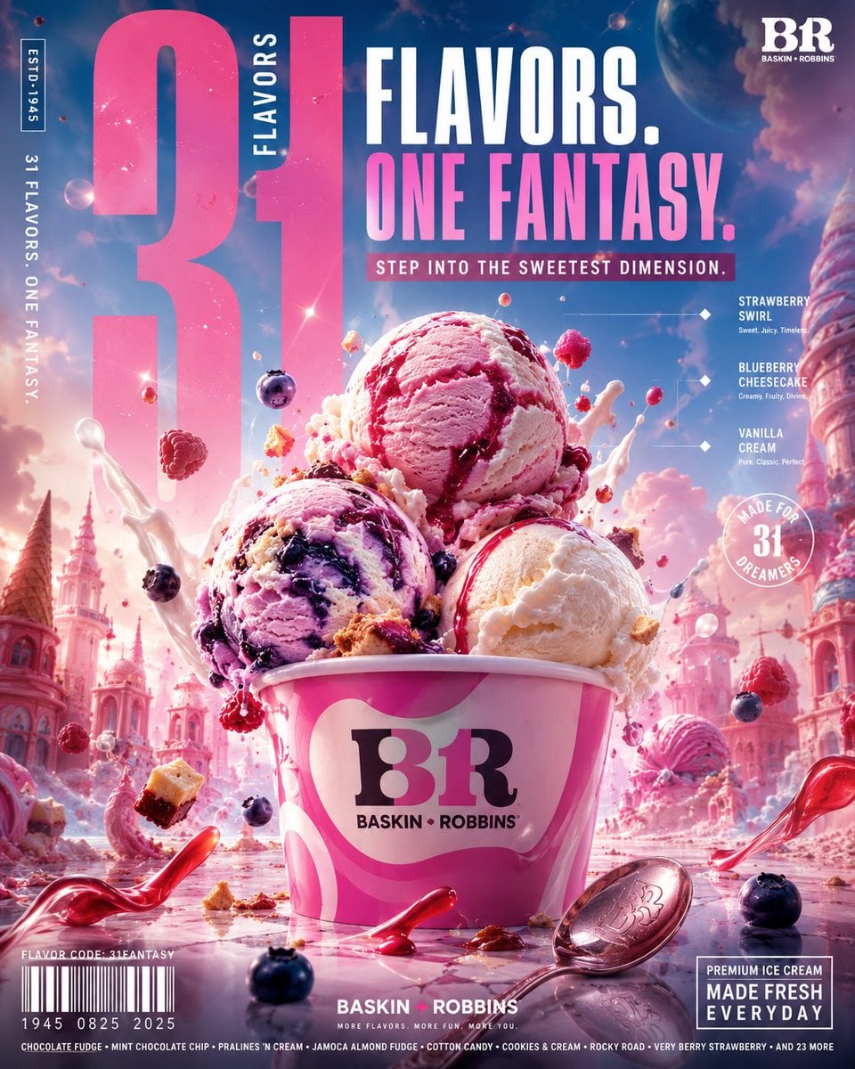 BASKIN ROBBINS — “31 FLAVORS. ONE FANTASY.”
ULTRA-PREMIUM GLOBAL FMCG CAMPAIGN…