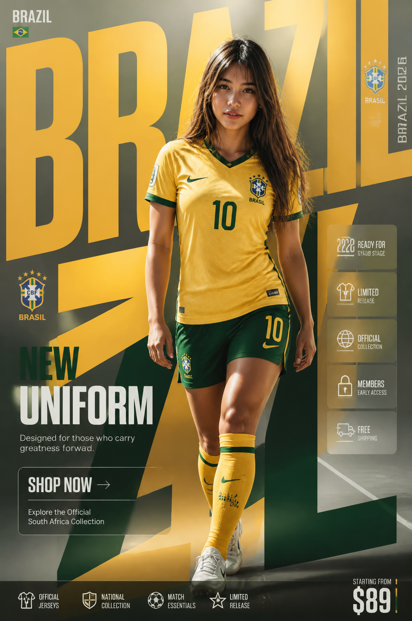 BRAZIL NATIONAL TEAM"NEW UNIFORM"FORMATUltra-Premium Football Fashion SMM Promot