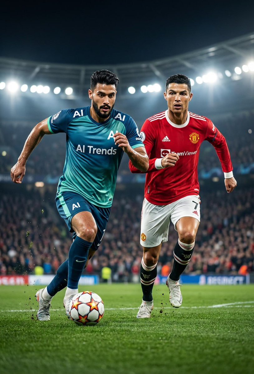 { A hyper-realistic, ultra-detailed 8K cinematic wide-shot of a football scene, 