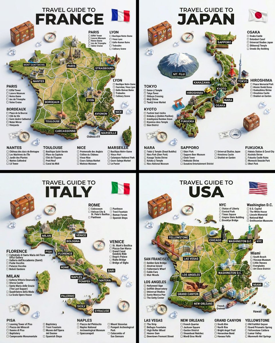 A hyper-realistic 3D travel guide infographic poster for [COUNTRY]. The country 