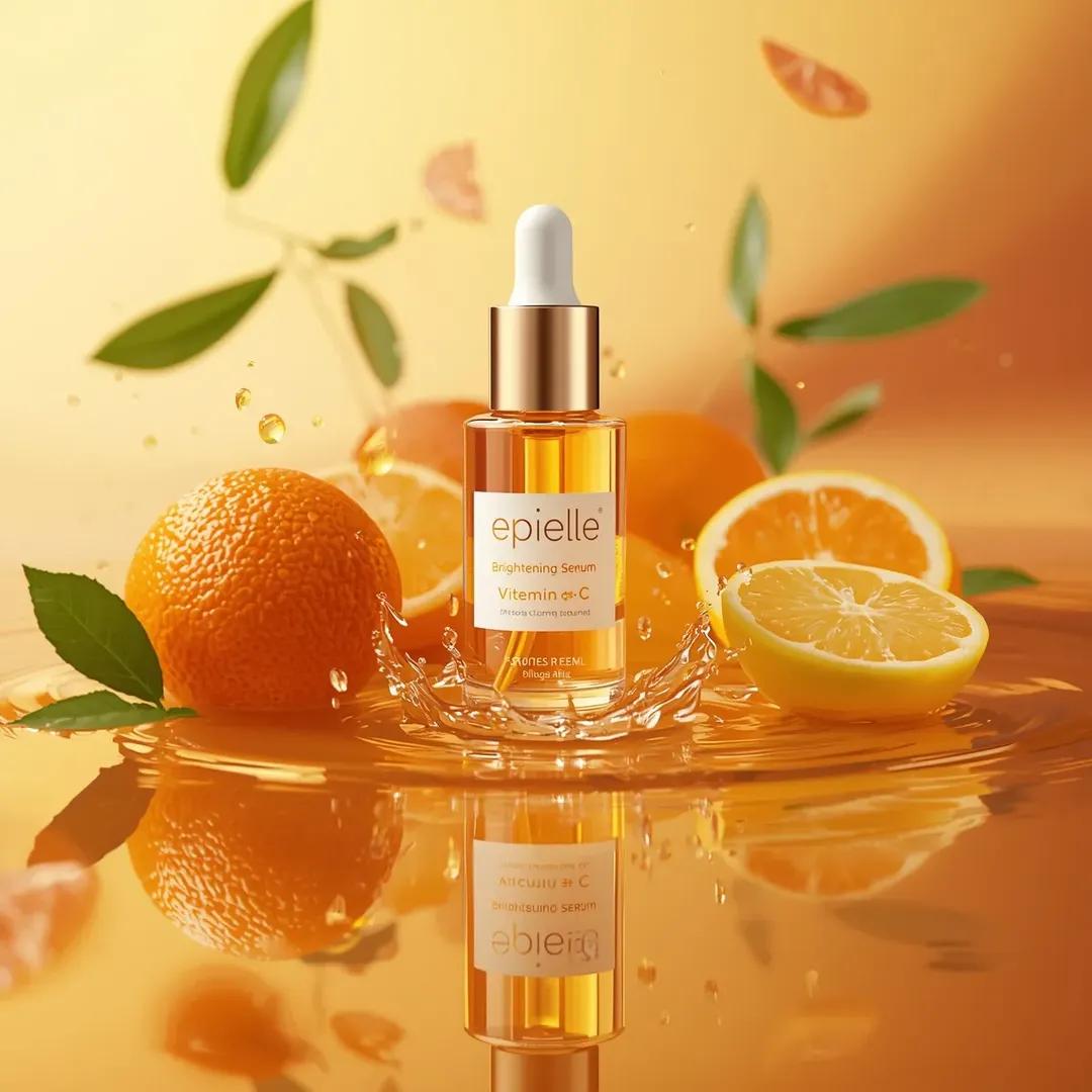 Ultra-high-end photorealistic skincare product photography featuring a clear cyl
