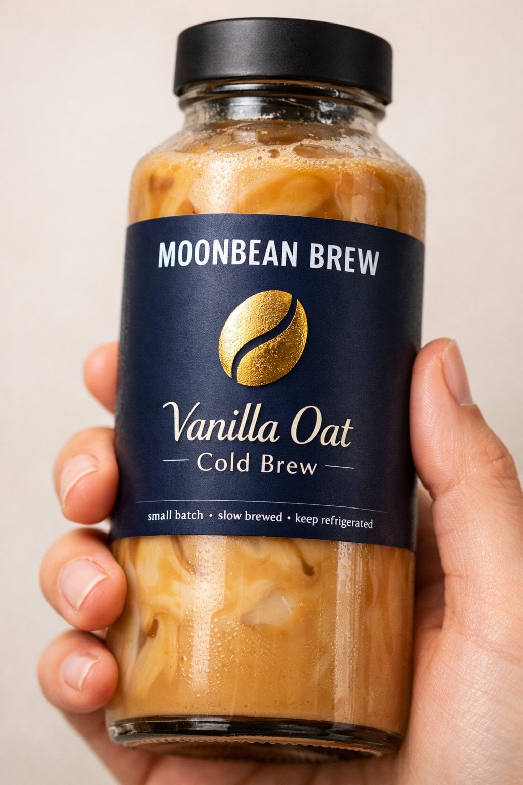 A tight close-up commercial product photo of a premium [PRODUCT TYPE] labeled “[